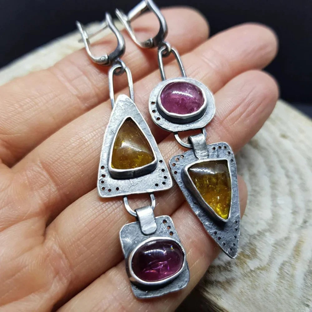 Boucles d'oreilles géométriques vintage en triangle