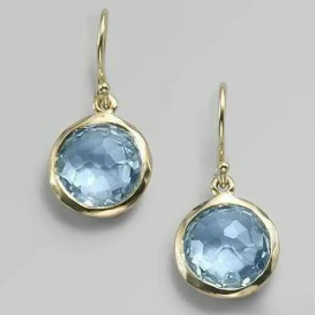 Boucles d'Oreilles en Cristal Vintage Bleu Incrusté