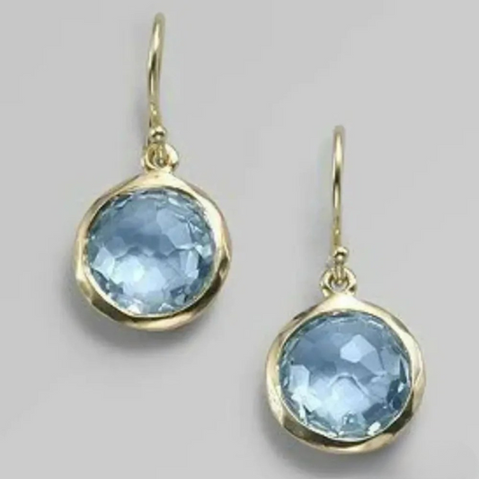Boucles d'Oreilles en Cristal Vintage Bleu Incrusté