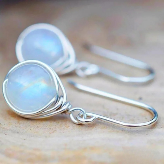 Boucles d'Oreilles Vintage en Pierre de Lune