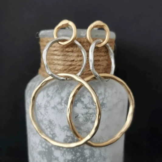 Boucles d'oreilles créoles vintage en or et en argent