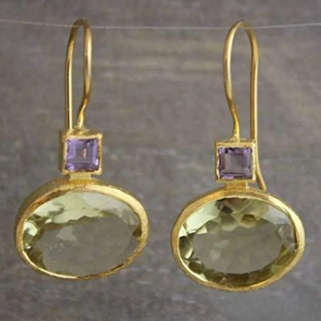 Boucles d'oreilles en cristal vert vintage