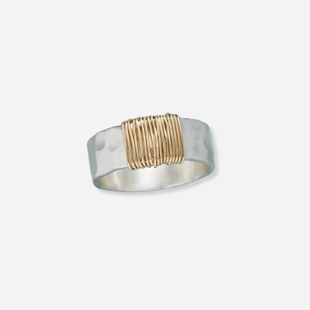 Bague en Argent avec Fil Doré Vintage