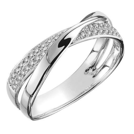 Bague en argent tissée en or vintage avec zirconia