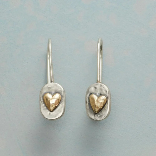 Boucles d'Oreilles Vintage Cœur en Or Argenté