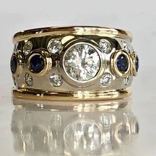 Bague vintage en or incrustée de zirconium