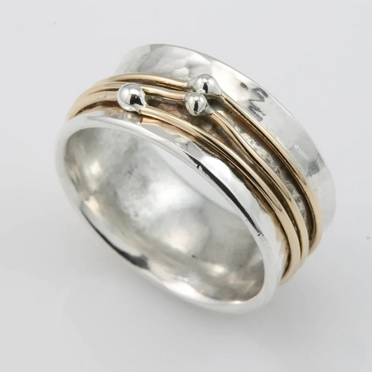 Bague en argent argenté vintage dorée