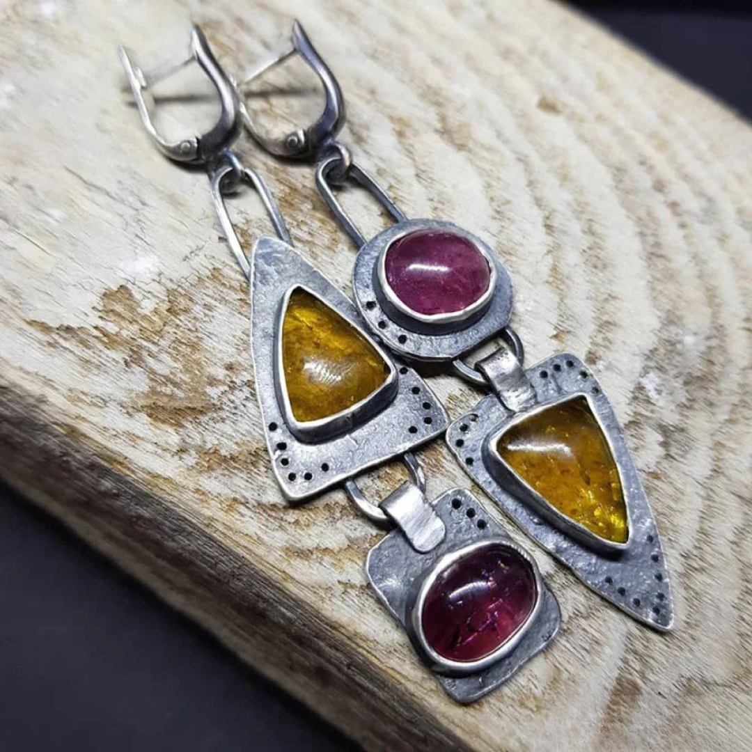 Boucles d'oreilles géométriques vintage en triangle