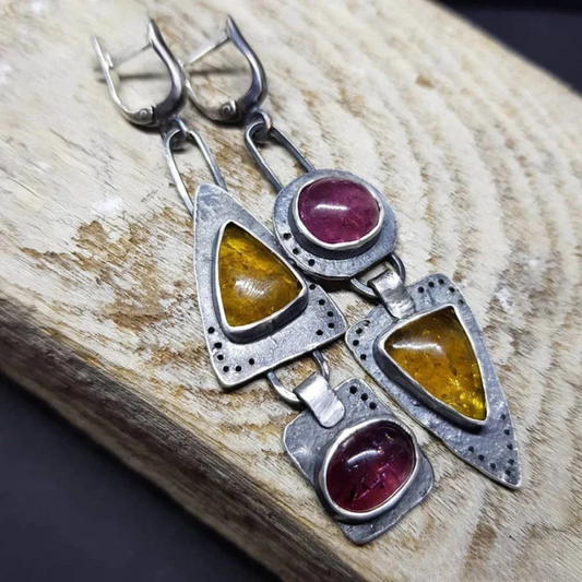 Boucles d'oreilles géométriques vintage en triangle