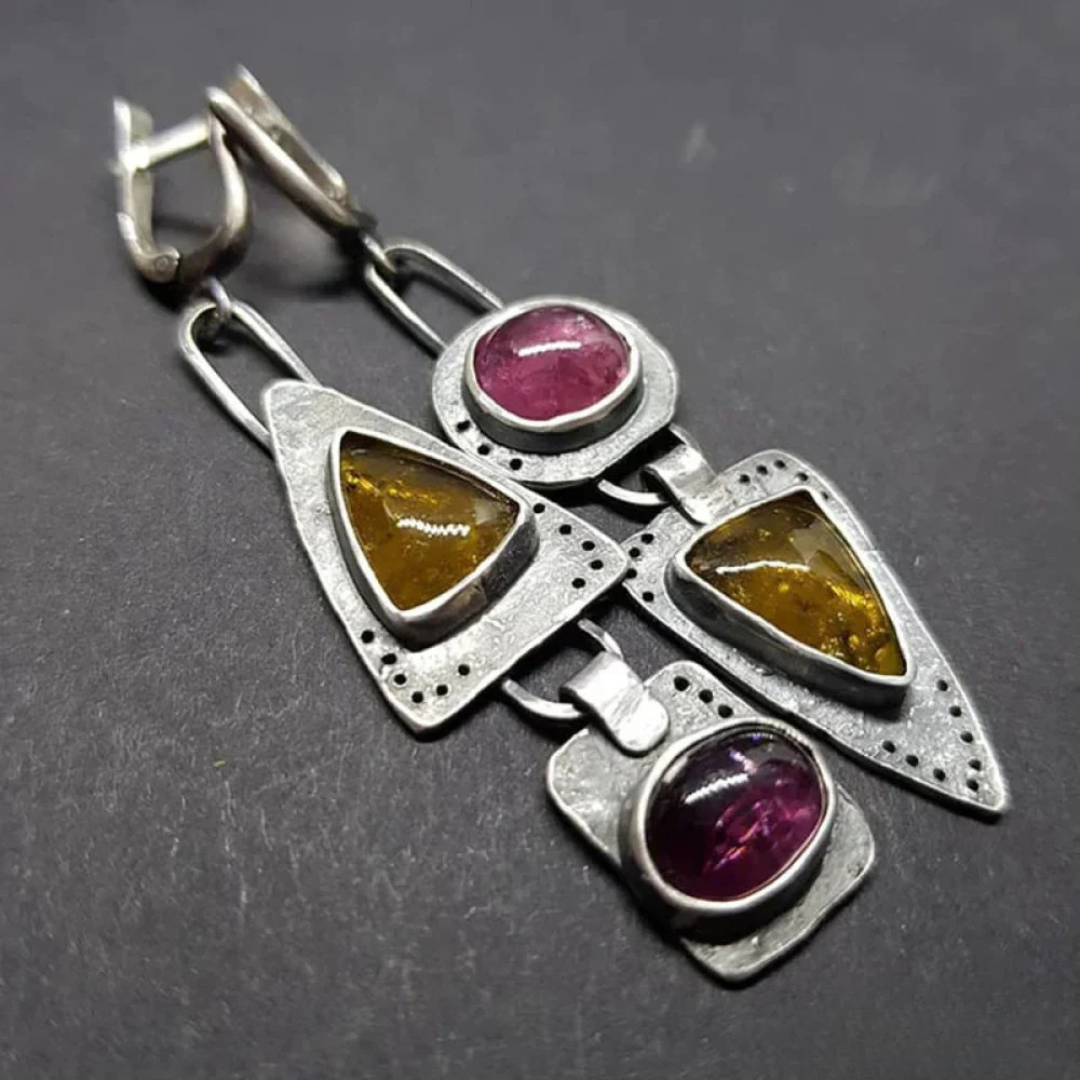 Boucles d'oreilles géométriques vintage en triangle