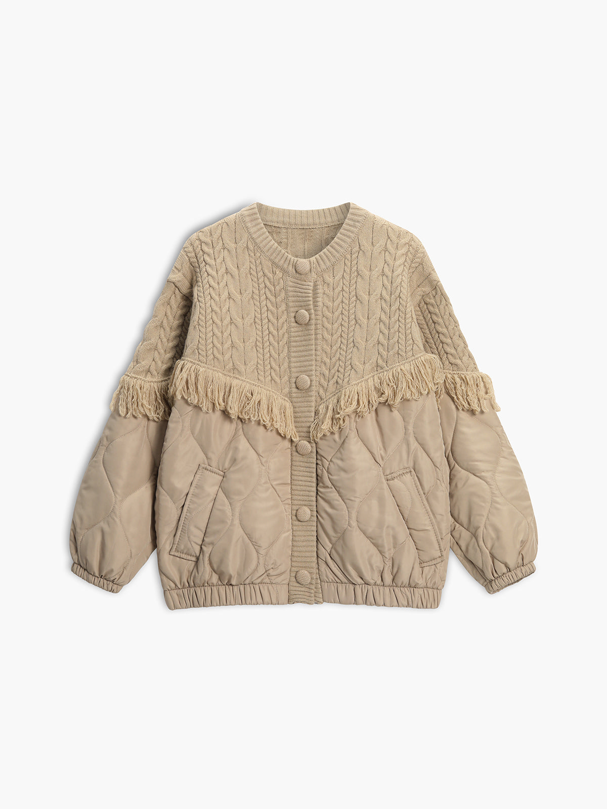 Reveré™  | Veste matelassée en tricot torsadé patchwork