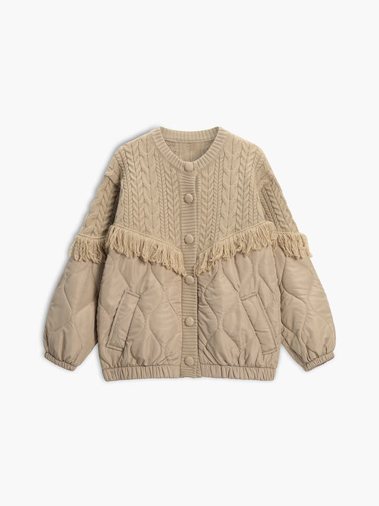 Reveré™  | Veste matelassée en tricot torsadé patchwork