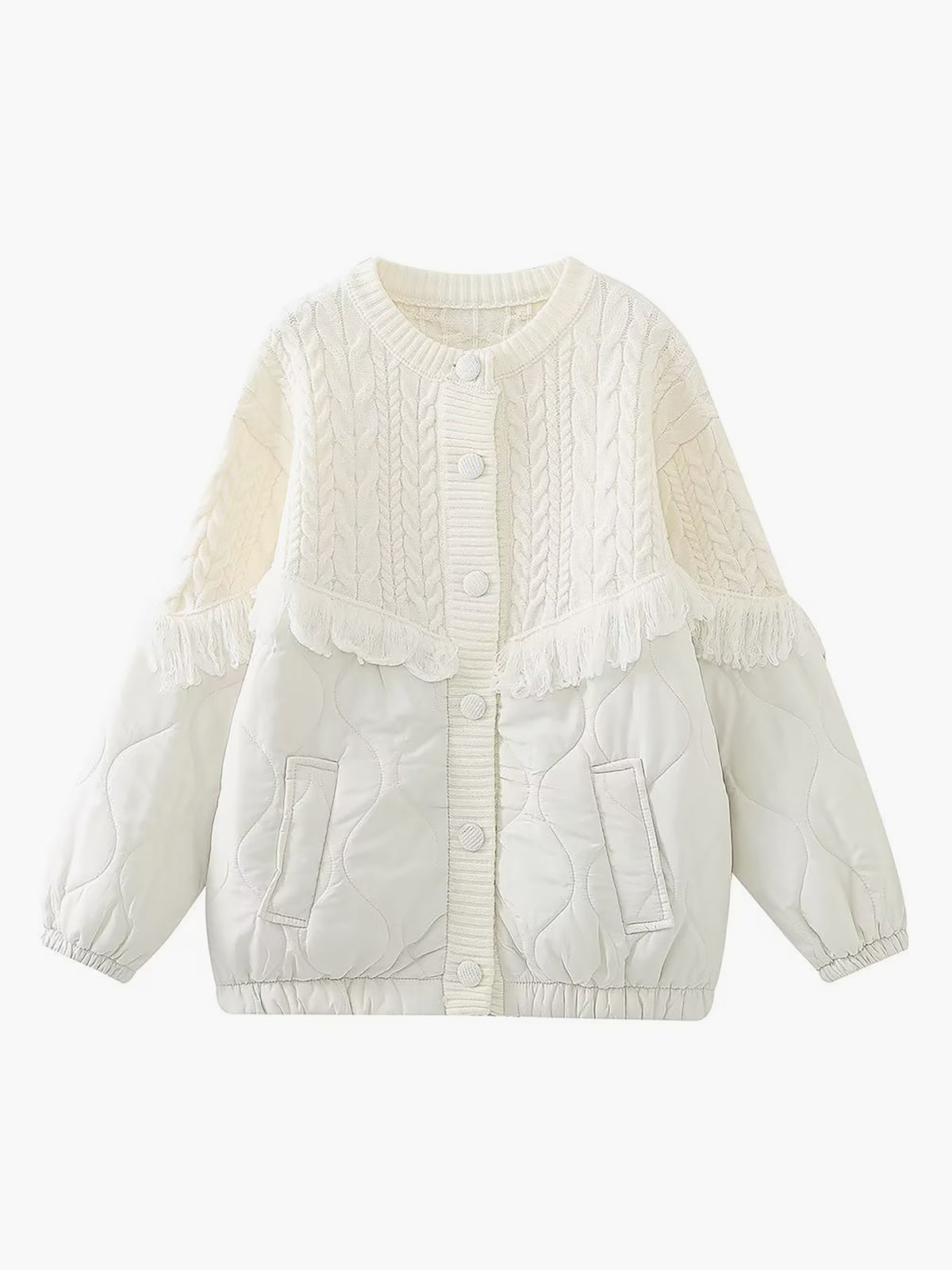 Reveré™  | Veste matelassée en tricot torsadé patchwork