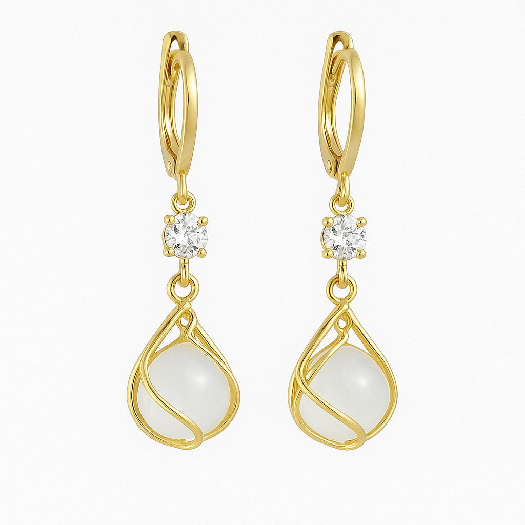 Boucles d'oreilles vintage Wit Opale Pendentif en Or