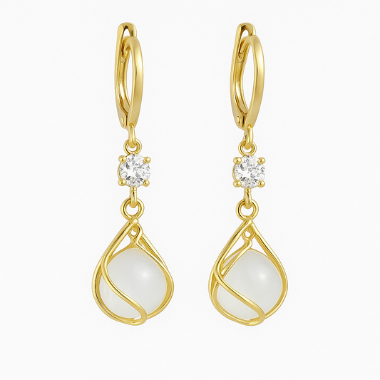 Boucles d'oreilles vintage Wit Opale Pendentif en Or