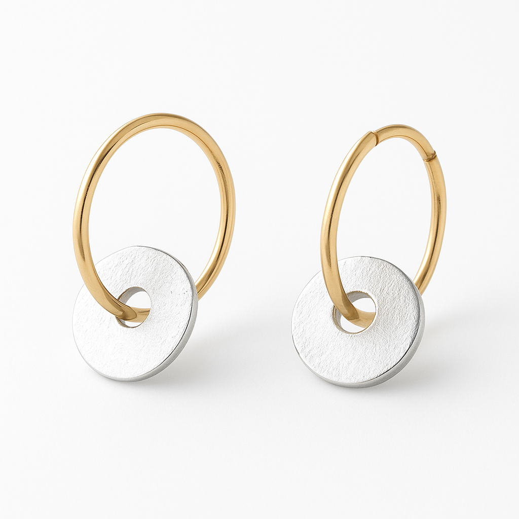 Boucles d'oreilles en or doré et en argent