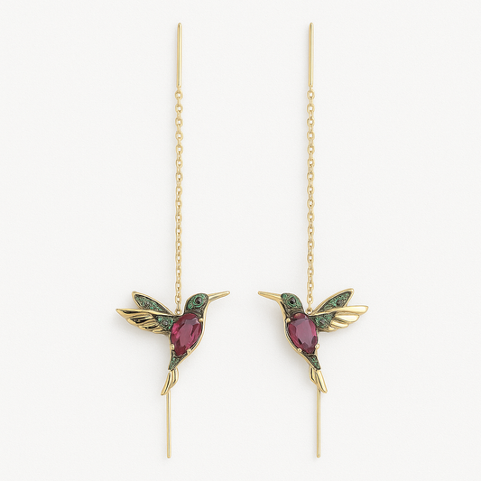 Boucles d'oreilles colibri en zircon