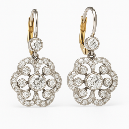 Boucles d'oreilles mandala en cristal vintage
