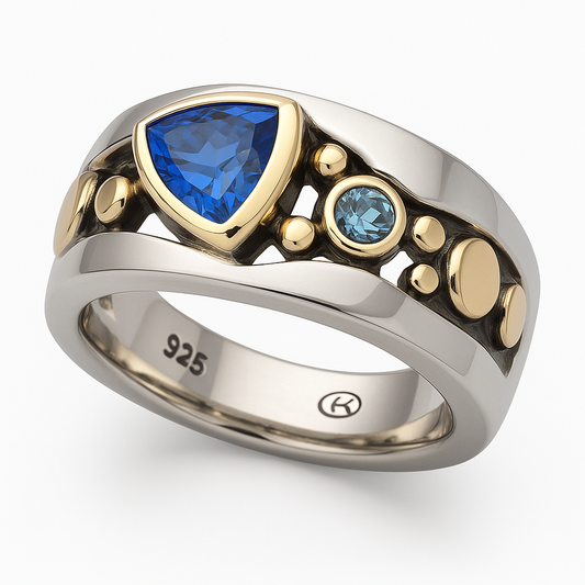 Bague vintage en cristal bleu