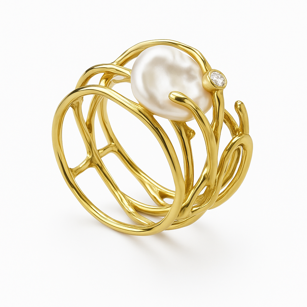Bague vintage en or avec perle