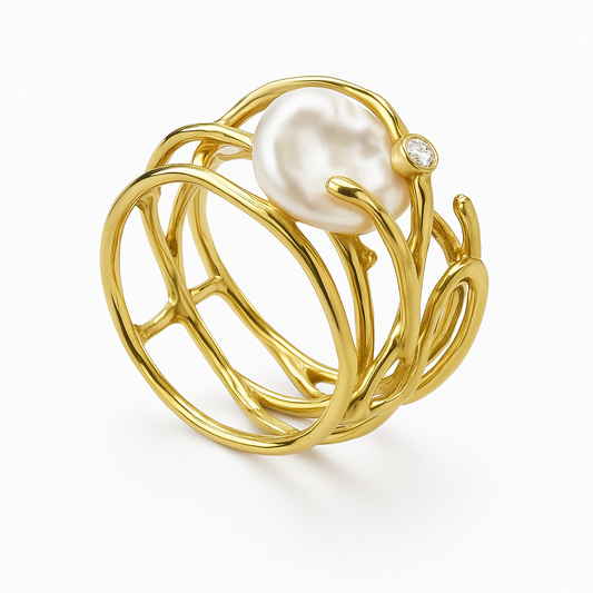 Bague vintage en or avec perle