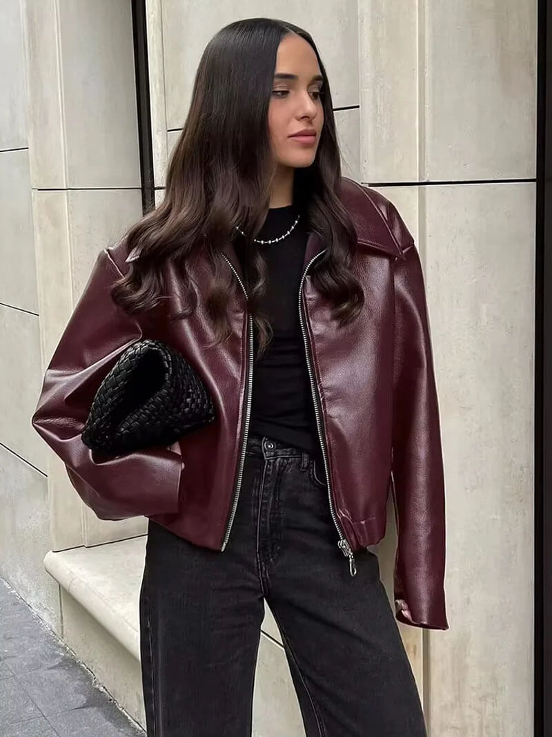 Reveré™  | Veste en cuir rouge