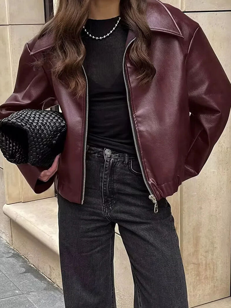 Reveré™  | Veste en cuir rouge