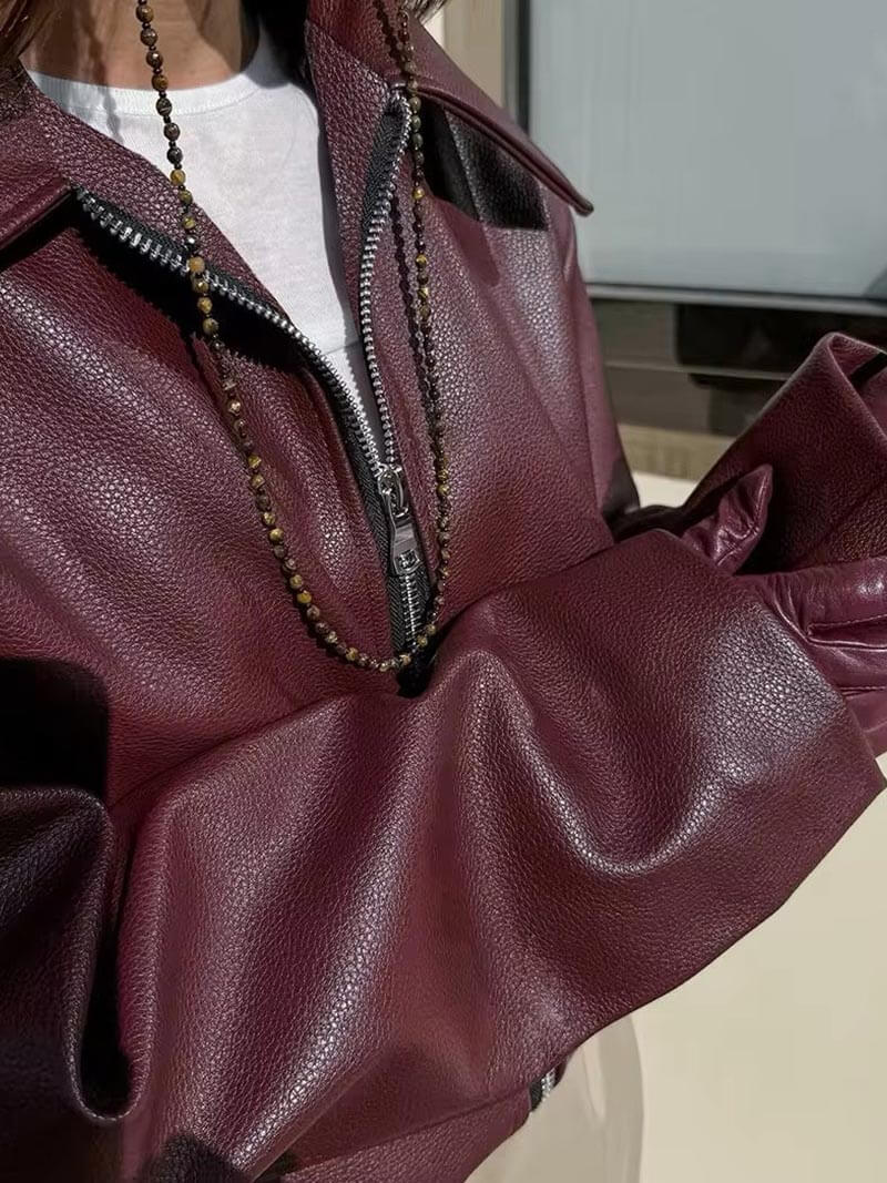 Reveré™  | Veste en cuir rouge