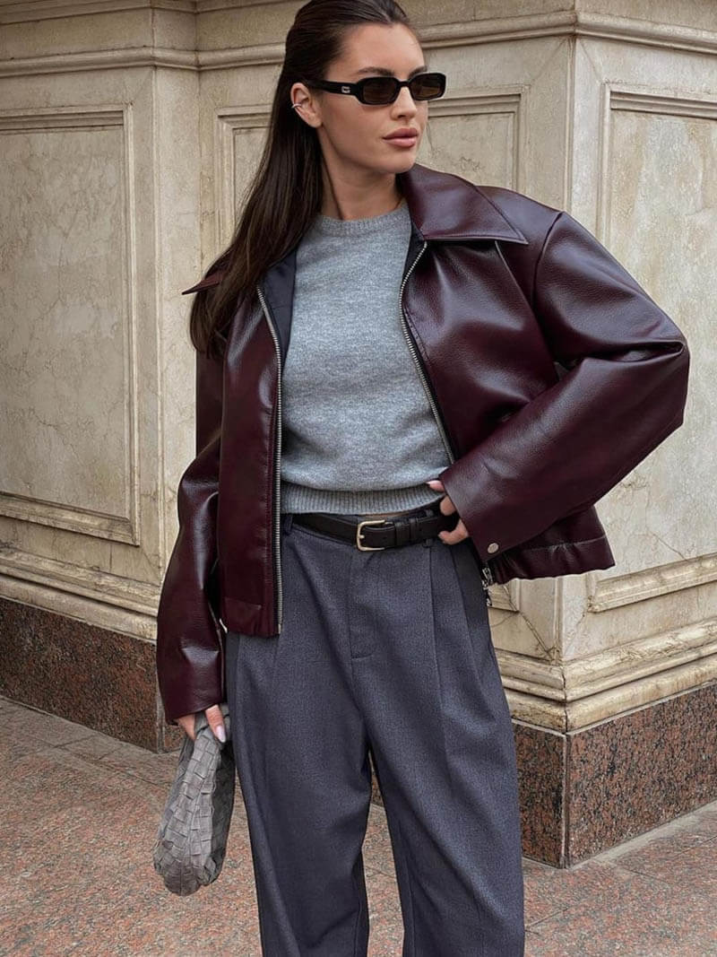 Reveré™  | Veste en cuir rouge