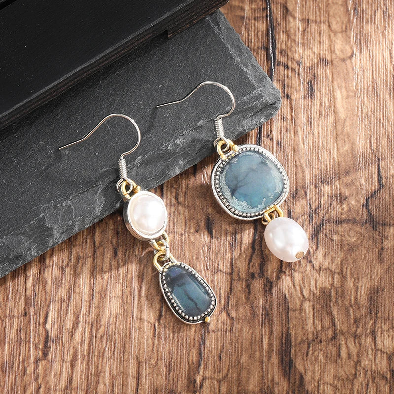 Boucles d'Oreilles Vintage en Pierre Naturelle