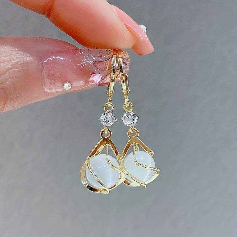Boucles d'oreilles vintage Wit Opale Pendentif en Or