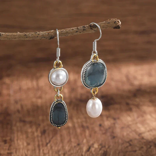 Boucles d'Oreilles Vintage en Pierre Naturelle